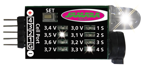 Jamara LED Jännitemittari lipo akuille hälyttimellä