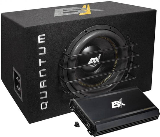 ESX Audio QXB12 koteloitu subwoofer + SXE2800.1D monovahvistin
